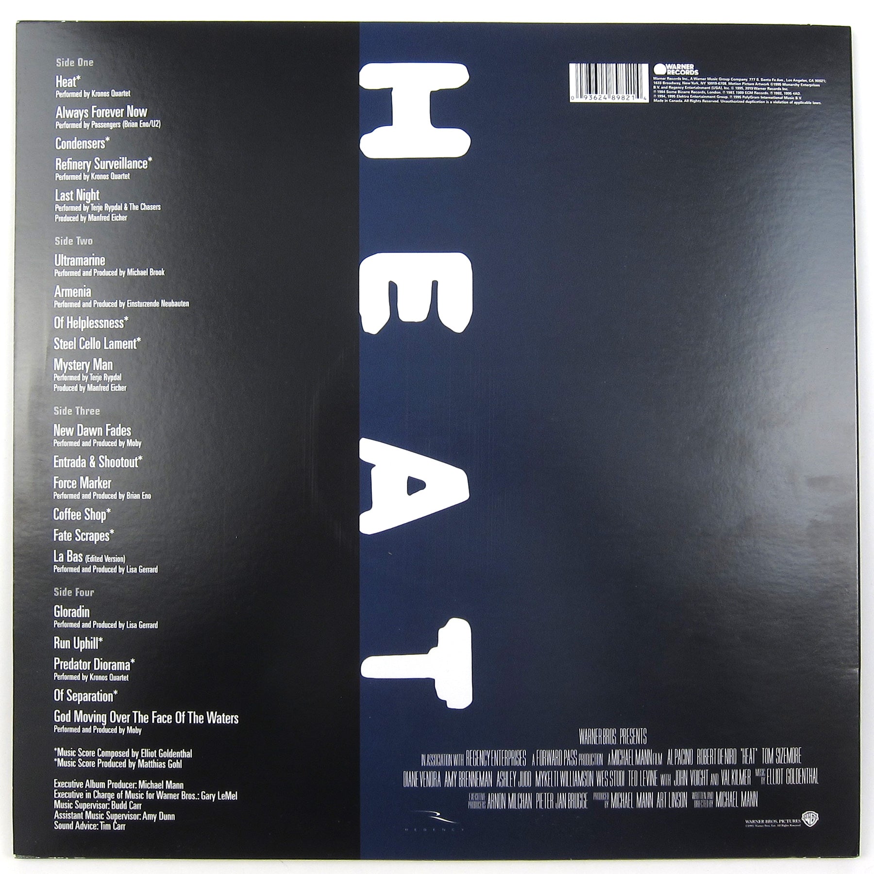 1995 Heat Movie Soundtrack: Blue Colored 2LP Vinyl with Printed Insert