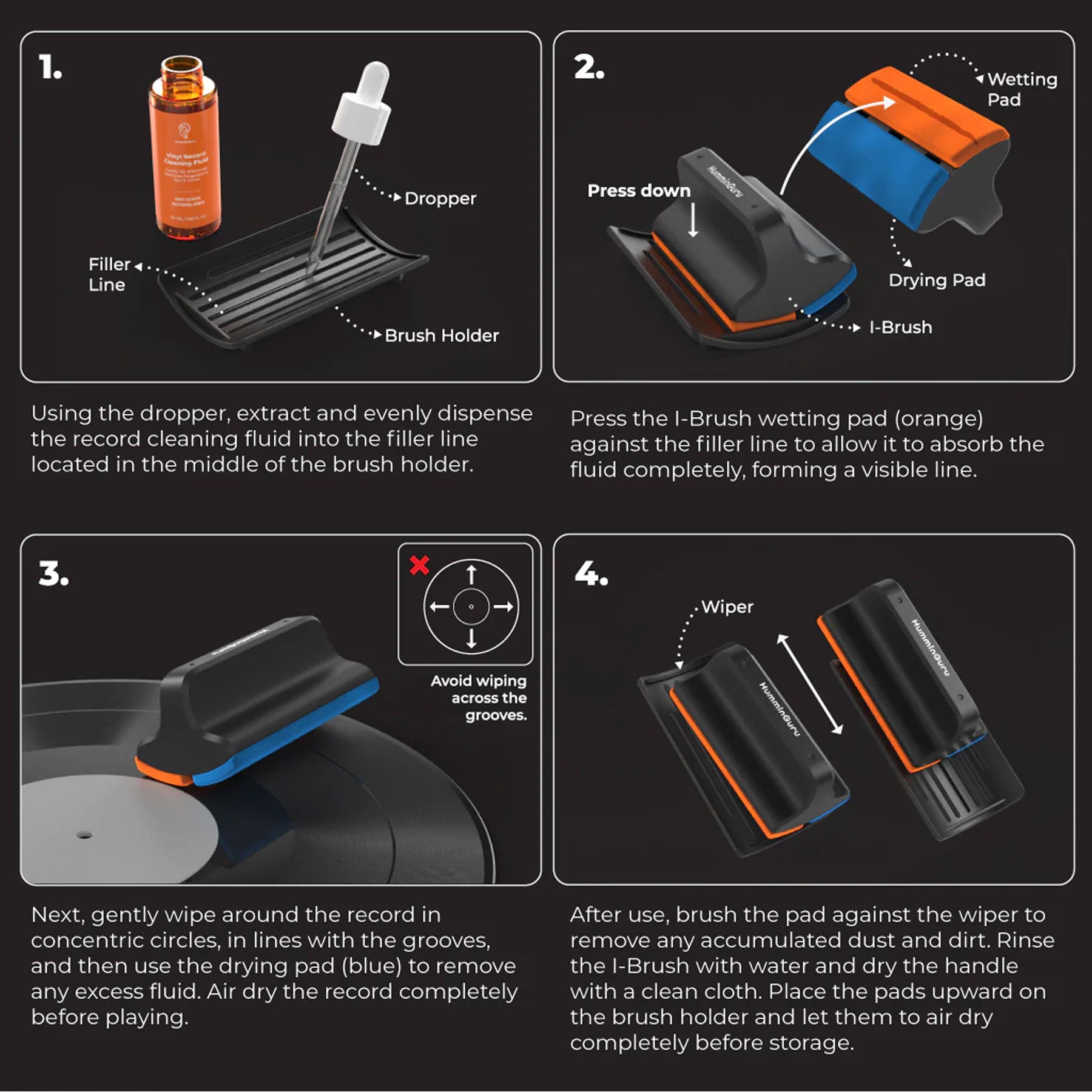 Hot Deal! HumminGuru I-Brush Vinyl Record Cleaning Kit for Spotless Records