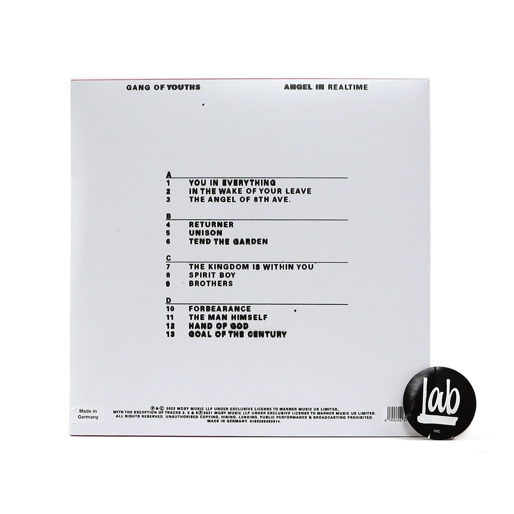 Exclusive Indie Offer! Gang Of Youths 2LP Vinyl - Angel In Realtime (White Colored)